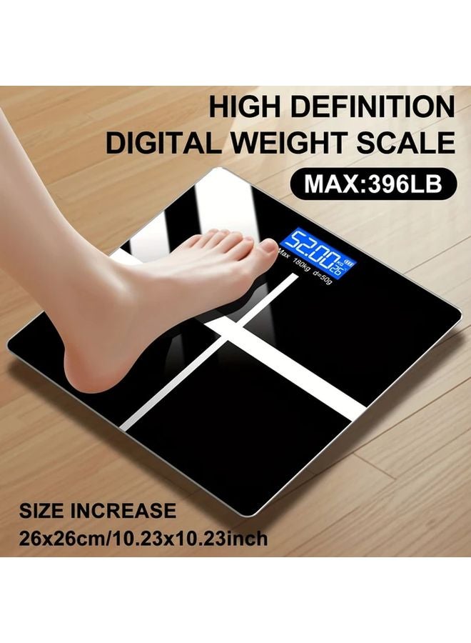 ميزان حمام رقمي أسود عالي الدقة 180 كجم بشاشة LCD كبيرة وعمر طويل من البلاستيك - Image 1